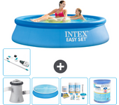 Paquete de piscina - intex - alrededor - 244x244x61 cm + accesorios a767