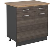 Vicco mueble bajo de cocina r-line, gris noble, 80 cm , et roble