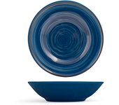 12 platos llanos de cerámica azul h&h de 21x21x6 cm