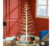 Árbol de luz artificial de 150 cm con 600 led, árbol de navidad led, decoración navideña para navidad, cumpleaños, boda, interior y exterior blanco