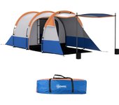 Tienda de campaña outsunny poliéster, pe gris y azul oscuro 420x200x150 cm a20-425v00og