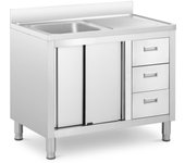 Fregadero de acero inoxidable - 1 cuba - royal catering - acero inoxidable - 400 x 400 x 300 mm