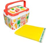 Nevera life story 5 litros all you need is love + toalla de playa 90x160cm 380gsm velour 100%algodon amarillo