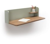 Mesa estudio para colgar mod-roman acabado nogal/verde, 35 x 90 x 25 cm (fondo x ancho x a