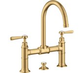 Hansgrohe axor montreux mezclador de lavabo de 2 manijas 220, juego de desagüe, manijas de palanca, proyección de 175mm, 16511250, color: brushed gold