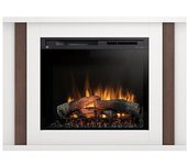 Paria - chimenea eléctrica independiente con calefacción por suelo radiante led - 28' - blanco mate / roble - 118 x 86 x 27.5