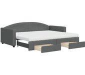 Sofá cama nido con cajones tela gris oscuro 90x200 cm