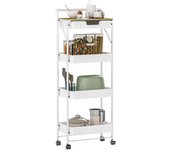Carrito auxiliar homcom acero, mdf blanco 45x29.5x117.5 cm