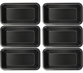 Juego de 6 moldes para tartas y tostadas de acero al carbono antiadherente 9 x 15 cm