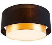 Lámpara techo moderna negra con dorado 50 cm 3 luces - drum duo