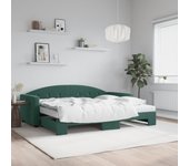 Sofá cama con nido y colchón de terciopelo verde oscuro 90x200cm