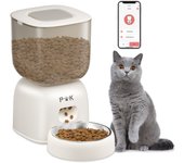 Dispensador automático de comida para gatos wifi 3l - comedero automático beige para perros y gatos - 10 comidas al día - grabación de voz 10s