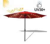 Sombrilla solar led recta ø350cm terraza roja con protección uv, impermeable y diseño elegante