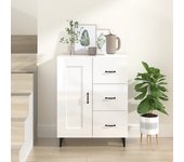 Aparador | aparador de comedor | armario de cocina de madera contrachapada blanco brillante 69,5x34x90 cm cfw29595
