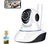 Cámara ip wifi v11 motorizada 360° hd 1080, visión nocturna, detector de movimiento 11x13x12 cm. color: blanco dam