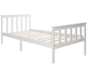 Cama individual de madera maciza con somier y cabecero - 90 x 200 cm, cama para niños y adolescentes, pino macizo, blanco, capacidad 80 kg