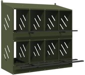 Nido para gallinas con 8 compartimentos de metal verde oliva