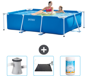 Paquete de piscina - intex - rectángulo - 220x150x60 cm + accesorios cb80