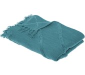 Atmosphera - cubrecama de algodón de «tufting» «inca» - azul cerceta 130 x 180 cm