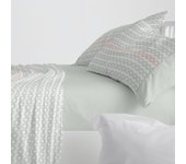 Juego de sábanas burrito blanco diseño 542 , 50% algodón- 50% poliéster ancho de 135 cm en color menta