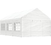 Cenador con techo blanco 6,69x4,08x3,22 m polietileno