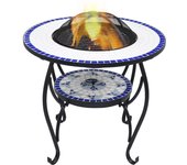 Mesa de chimenea mosaico azul y blanco 68 cm cerámica