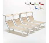 4 tumbonas plegables de aluminio con parasol para playa - santorini