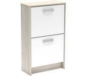 Zapatero nano 2 puertas color roble shannon y blanco perla pasillo dormitorio almacenaje mueble 91x54x24 cm
