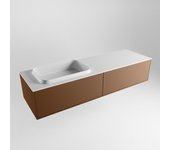 Mondiaz erin 150cm mueble de baño color rust con 2 cajones. con lavabo ridge izquierda 1 orificio color talc