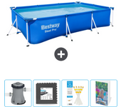 Paquete de piscina - bestway - rectángulo - 300x201x66 cm + accesorios cb94