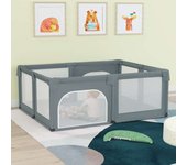 Parque para bebés con 2 puertas tela oxford gris claro v4276 unico / gris