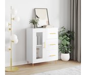 Aparador | aparador de comedor | armario de cocina de madera contrachapada blanco brillante 69,5x34x90 cm cfw95177