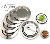 Juego de platos de pan y mantequilla de acero inoxidable (12 piezas) avignon, 6 paneras (14,5 cm), 6 bajoplatos (32 cm)