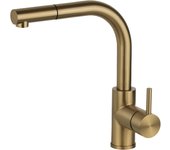 Mezclador fregadero cocina en acero inoxidable color pvd oro cepillado con ducha de mano extraíble pollini nf0004c - pvd de oro cepillado