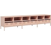 Mueble para tv | mueble de salón | mesa de tv acero laminado en frío rosa 202x39x43,5 cm cfw78781