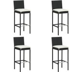 Pack 4 uds taburetes altos | taburete de cocina | taburetes de bar de jardín cojines ratán sintético negro cfw49800