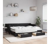 Sofá cama nido y cajones tejido negro 80x200 cm