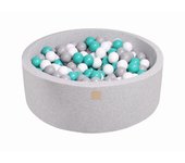 Meowbaby piscina de bolas, round seca para niños, gris claro : turquesa/gris/blanco, 200 pcs, 90x30cm