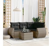 Conjunto de muebles de jardín vidaxl de 5 piezas con cojines grises de mimbre