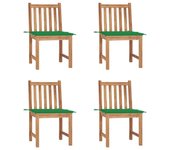 Vidaxl sillas de jardín 4 unidades madera maciza de teca con cojines
