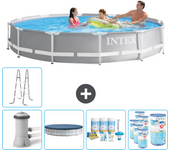 Paquete de piscina - intex - alrededor - 366x366x76 cm + accesorios cb20