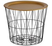 Mesa de centro negro dorado metal (52 x 40 x 52 cm)