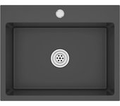 Fregadero de cocina hecho a mano 59 x 44 cm acero inoxidable negro 02_0002464