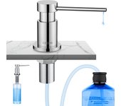 Dispensador de jabón de cocina cecipa max cromado, dispensador de jabón con contenedor de 300ml+manguera de extensión de silicona de 1,25m,modelo ue
