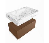 Mondiaz alan-dlux 70cm mueble de baño rust 1 cajón. con lavabo cloud centro sin orificios color glace