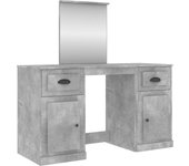 Tocador | mesa tocador | tocador de maquillaje con espejo gris hormigón 130x50x132,5 cm cfw64752
