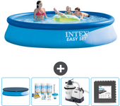 Paquete de piscina - intex - alrededor - 396x396x84 cm + accesorios cb61