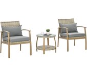 Muebles de jardín outsunny aluminio, pe natural y marrón 57x68.5x78 cm