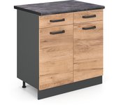 Vicco mueble bajo de cocina r-line, roble dorado, 80 cm , et antracita