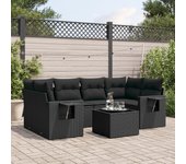 Conjunto de muebles de jardín vidaxl de 7 piezas con cojines negros de mimbre